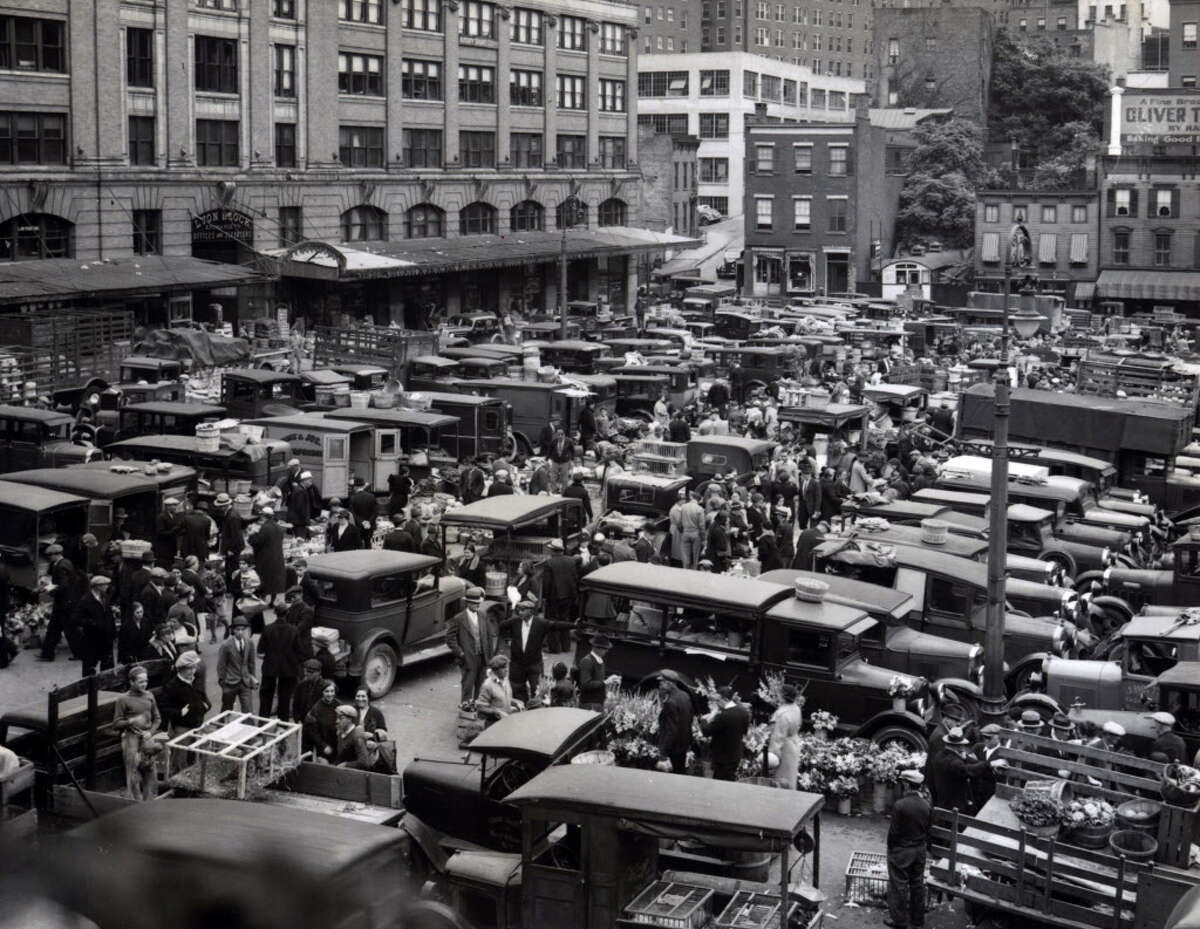 Click through the slideshow to see what Albany looked like the year you were born. 1935: Albany Center Market at Lyon Block building on Grand St. between Beaver St. and Hudson Ave. 1935, in Albany, N.Y. The Times Union Center is housed at this site today. Between Beaver St. and Hudson Ave. where Grand St. once ran. 1930s Historic streets and buildings.