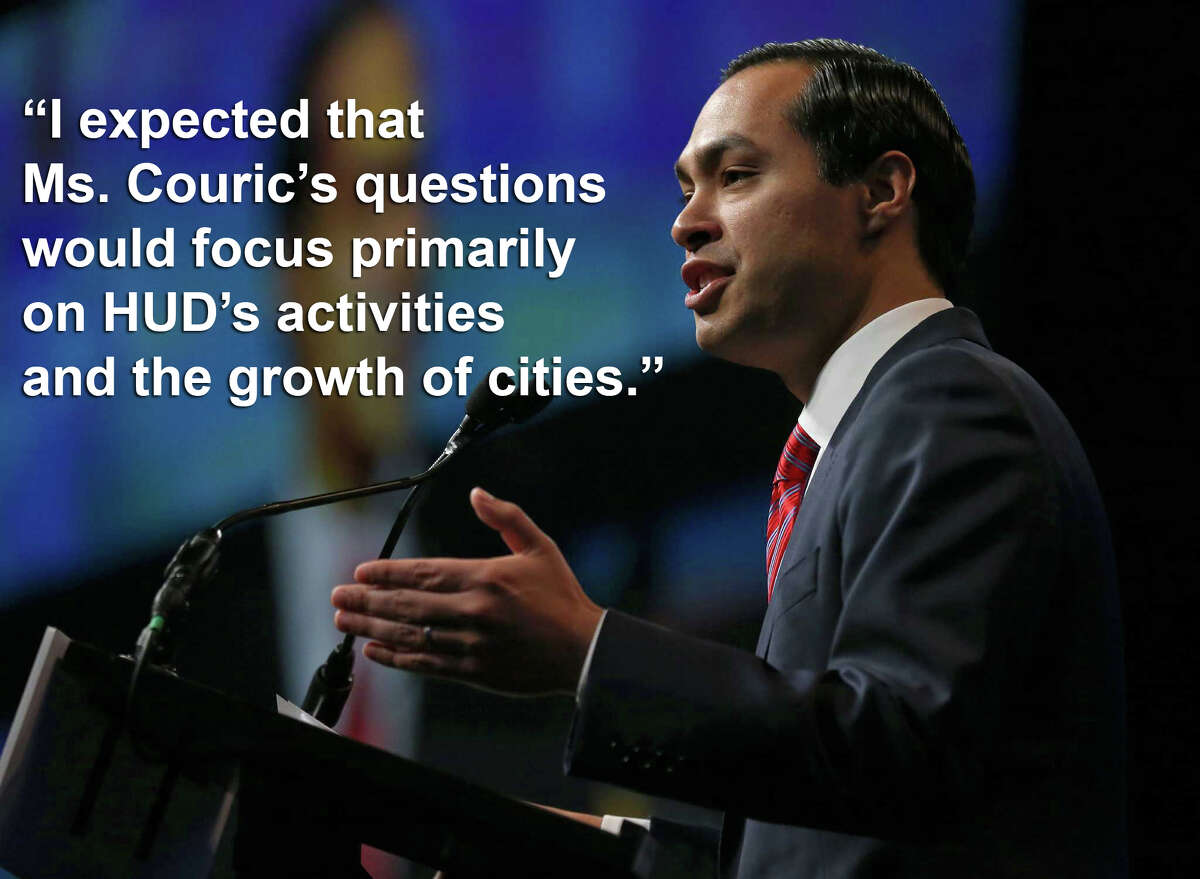 Julian Castro: "Based on the information I received regarding the interview in advance of the meeting, I expected that Ms. Couric’s questions would focus primarily on HUD’s activities and the growth of cities."