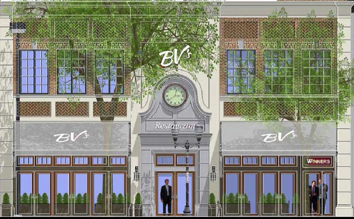 An artist’s rendering of the facade of the BV’s restaurant and sports bar under construction at 268 Atlantic St.