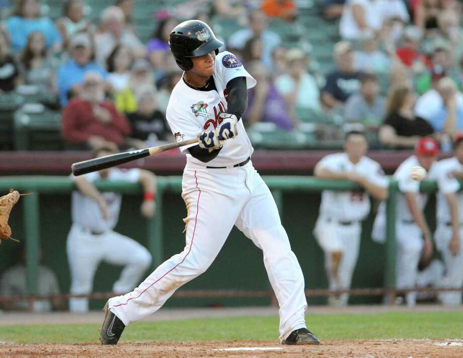 Tri-City ValleyCats Randy Cesar takes a swing during a baseball game against the Batavia Muckdogs at the Joe Bruno Stadium on Monday, July 18, 2016 in Troy, N.Y. (Lori Van Buren / Times Union) Photo: Lori Van Buren / 20037310A
