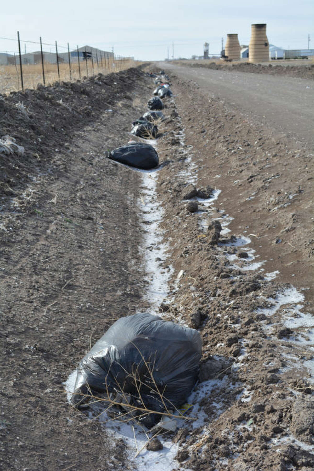 Trash dumped in bar ditch