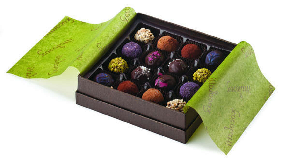 The Xocolatti Original Collection, 15th on ShopSmart’s list of Best Boxed Chocolates, features truffles that make a pretty presentation.