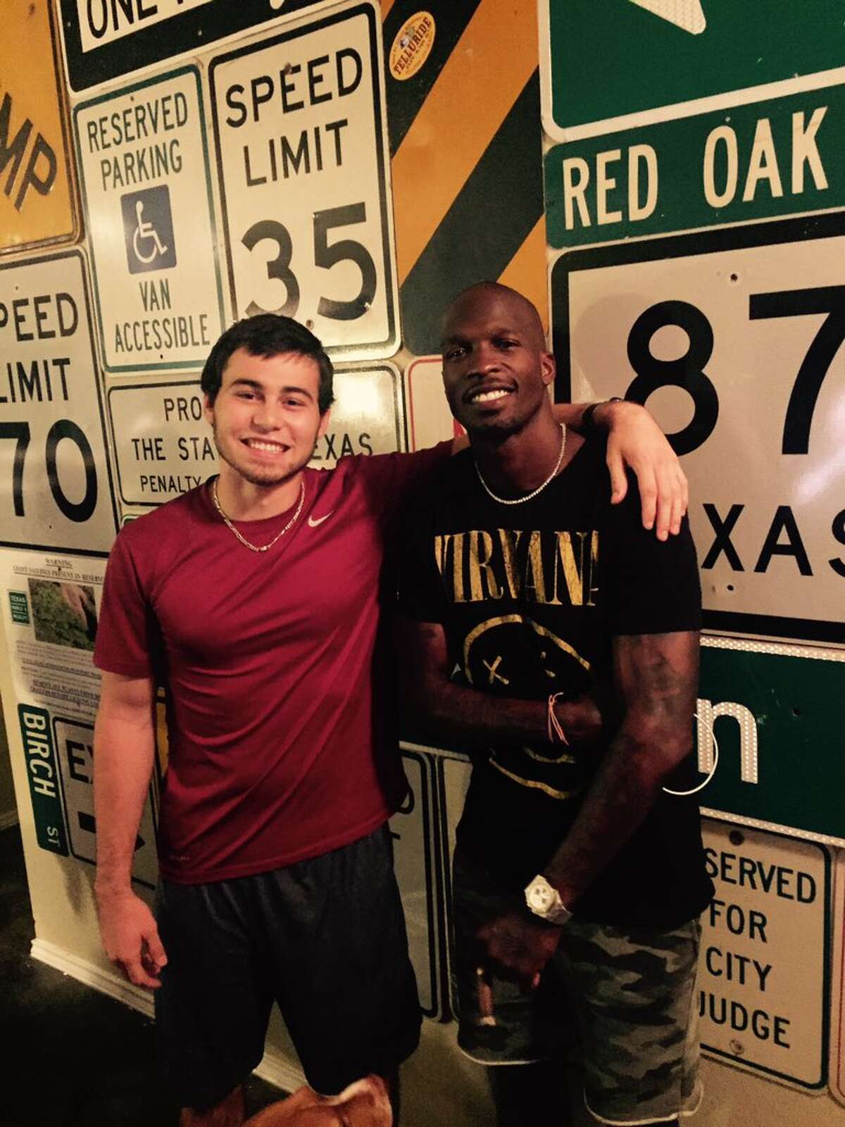 On Sunday, former NFL star Chad Johnson gamed with a few members of Texas State University's football team for 10 hours. Johnson was in the area for an autograph event. 