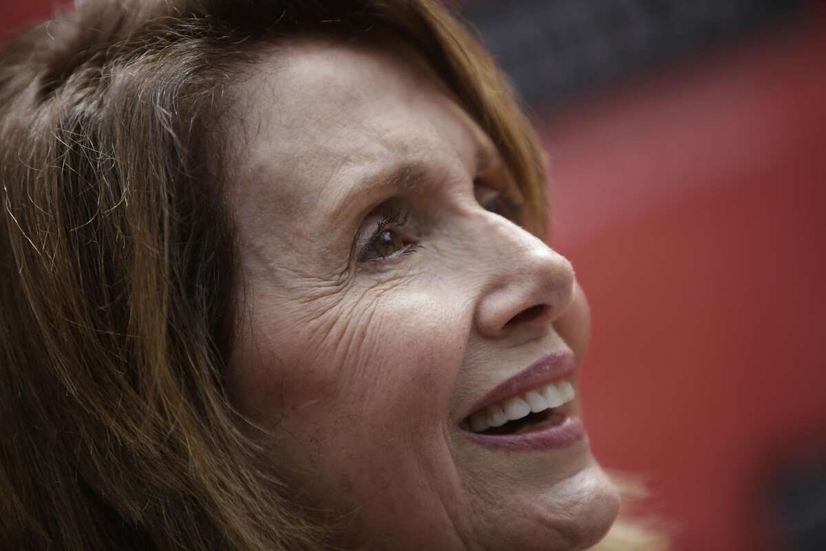 Nancy Pelosi, House Democratic Leader, answers questions from the media during the Dedication Ceremony & Cornerstone Presentation for The Mexican Museum on July 19 in San Francisco.