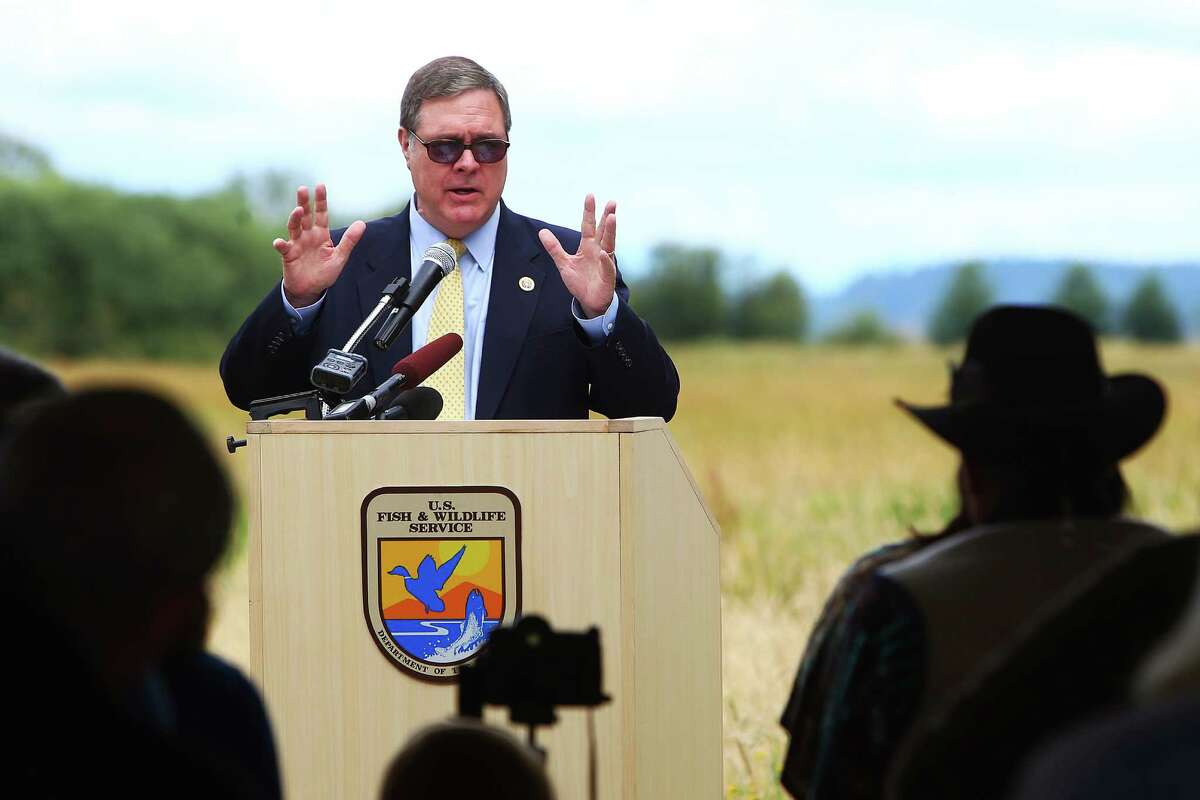 U.S. Rep. Denny Heck, D-Olympia, speaks during a dedication ceremony for the newly named Billy Frank Jr. Nisqually National Wildlife Refuge and Medicine Creek Treaty National Memorial, July 19, 2016.