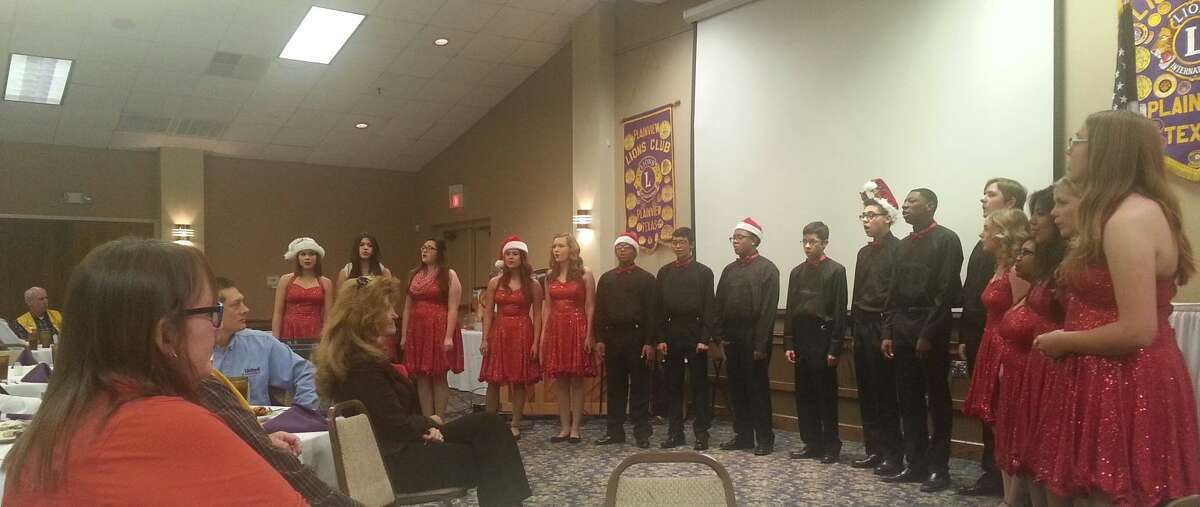 The Plainview Lion's Club hosted the annual joint meeting with the Plainview Rotary Club on Wednesday, Dec. 2. Rotarians Susan Blackerby and Leslie Schmidt enjoyed the performance of the Plainview Chamber Singers directed by Deborah Buford.