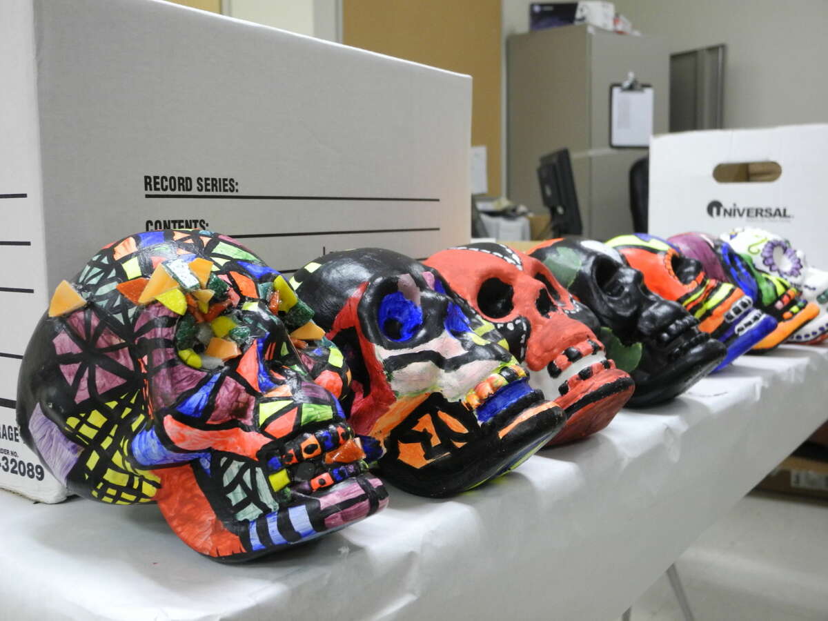 Houston High School students painted skulls while learning about the history of Dia de los Muertos in Elias Montemayor’s art class.