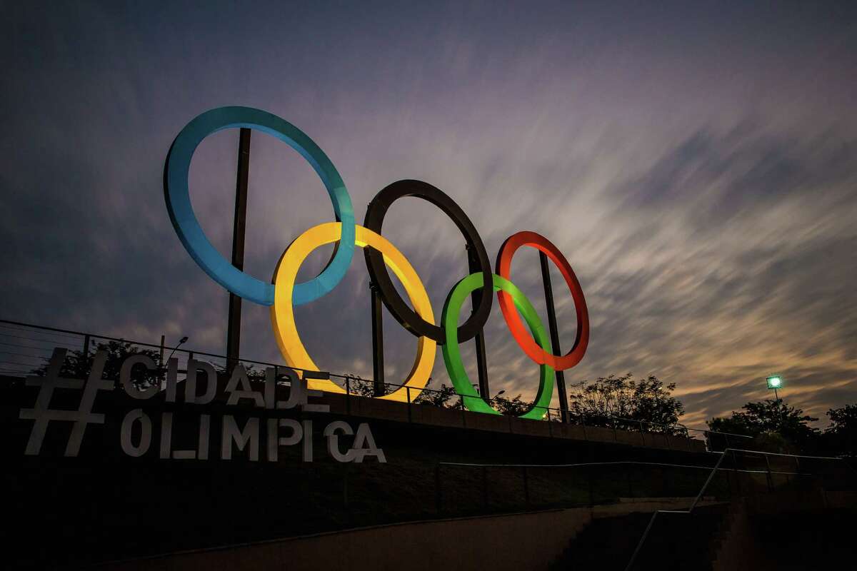 View of the Olympic rings placed at Madureira Park, on July 19, 2016 in Rio de Janeiro, Brazil. The Rio Olympic Games run from August 5-21. 