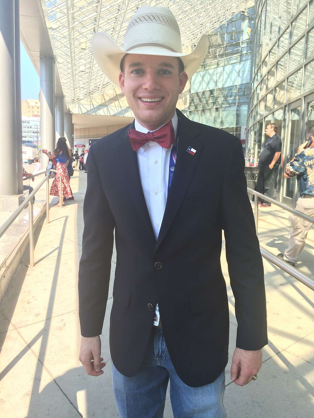Colton Buckley, a Log Cabin Republican, is a Texas delegate at the Republican National Convention in Cleveland, Ohio, on July 19, 2016.