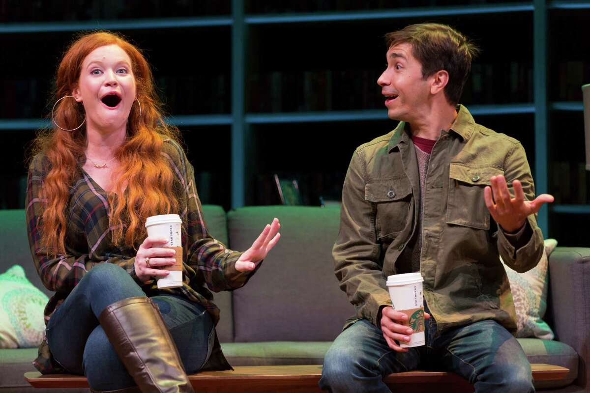 Mary Wiseman and Justin Long in "Romance Novels for Dummies" at Williamstown Theatre Festival. (WTF publicity photo by T. Charles Erickson.)