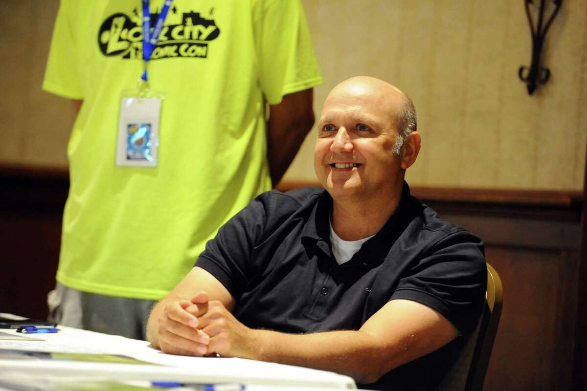 Paris Themmen, the actor who plays Mike Teavee in the 1971 version of ‘Willy Wonka and the Chocolate Factory' smiles while talking with a fan during the first ever Lock City Comic Con held at the Italian Center of Stamford, on Newfield Avenue, on Sunday, July 24, 2016.