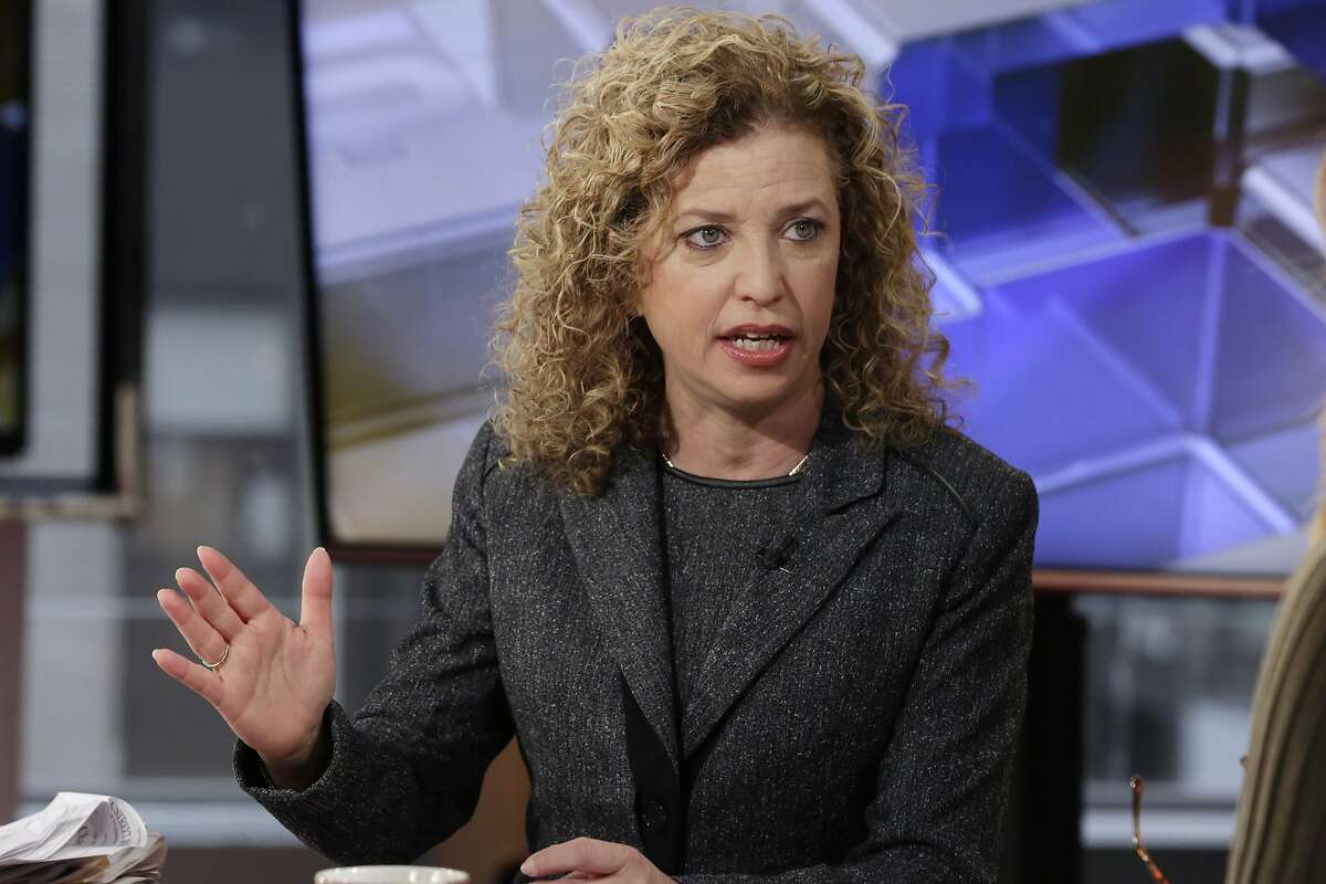 FILE - In this March 21, 2016 file photo, Democratic National Committee (DNC) Chair, Rep Debbie Wasserman Schultz, D-Fla. is interviewed in New York. Two “sophisticated adversaries” linked to Russian intelligence services broke into the DNC’s computer networks and gained access to confidential emails, chats and opposition research on presumptive Republican nominee Donald Trump, the party and an outside analyst said Tuesday, June 14, 2016. Wasserman Schultz called the incident "serious." (APAP Photo/Richard Drew, File)