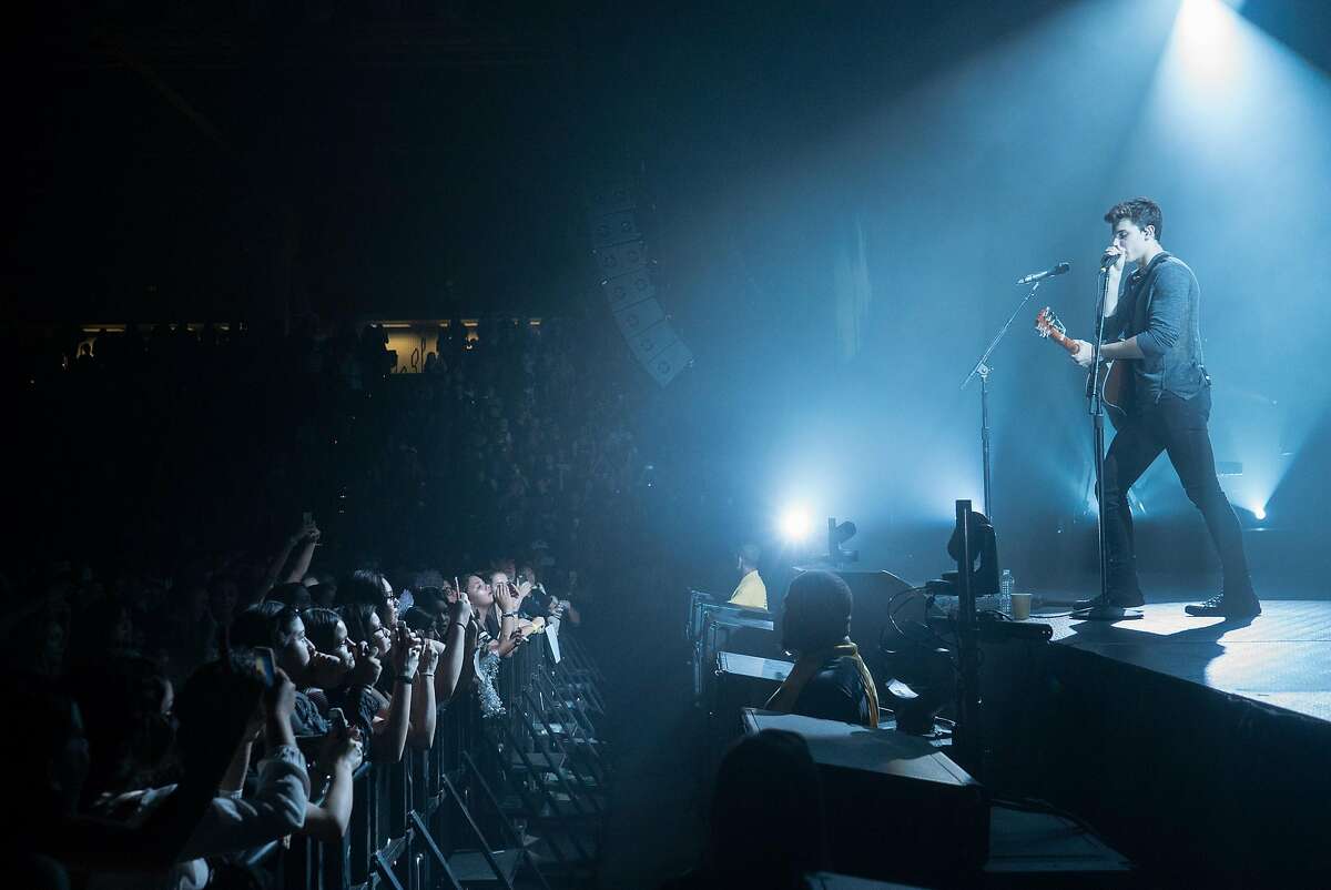Shawn Mendes performs at the San Jose State Event Center in San Jose, Calif. on Sunday, July 25, 2016. Mendes gained popularity on the video application Vine and is about to release his new album, "Illuminate."