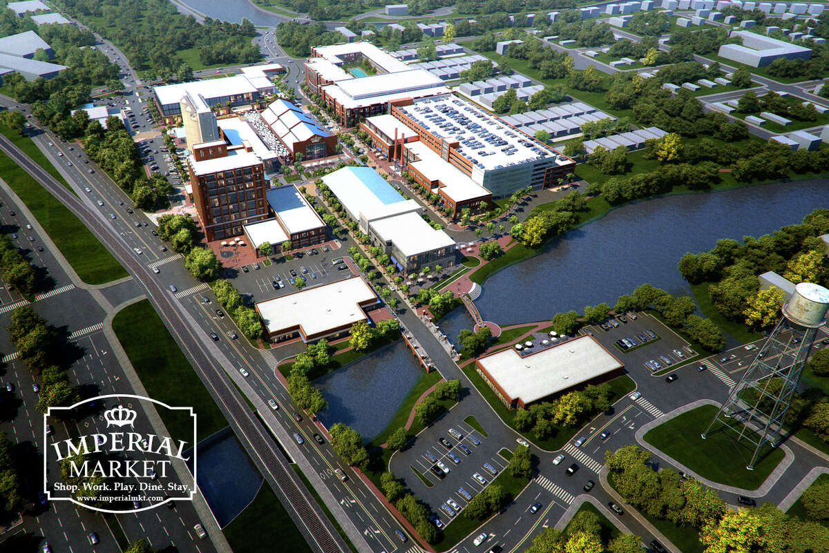 Aerial rendering of the Imperial Market development in Sugar Land. (courtesy of Transwestern)