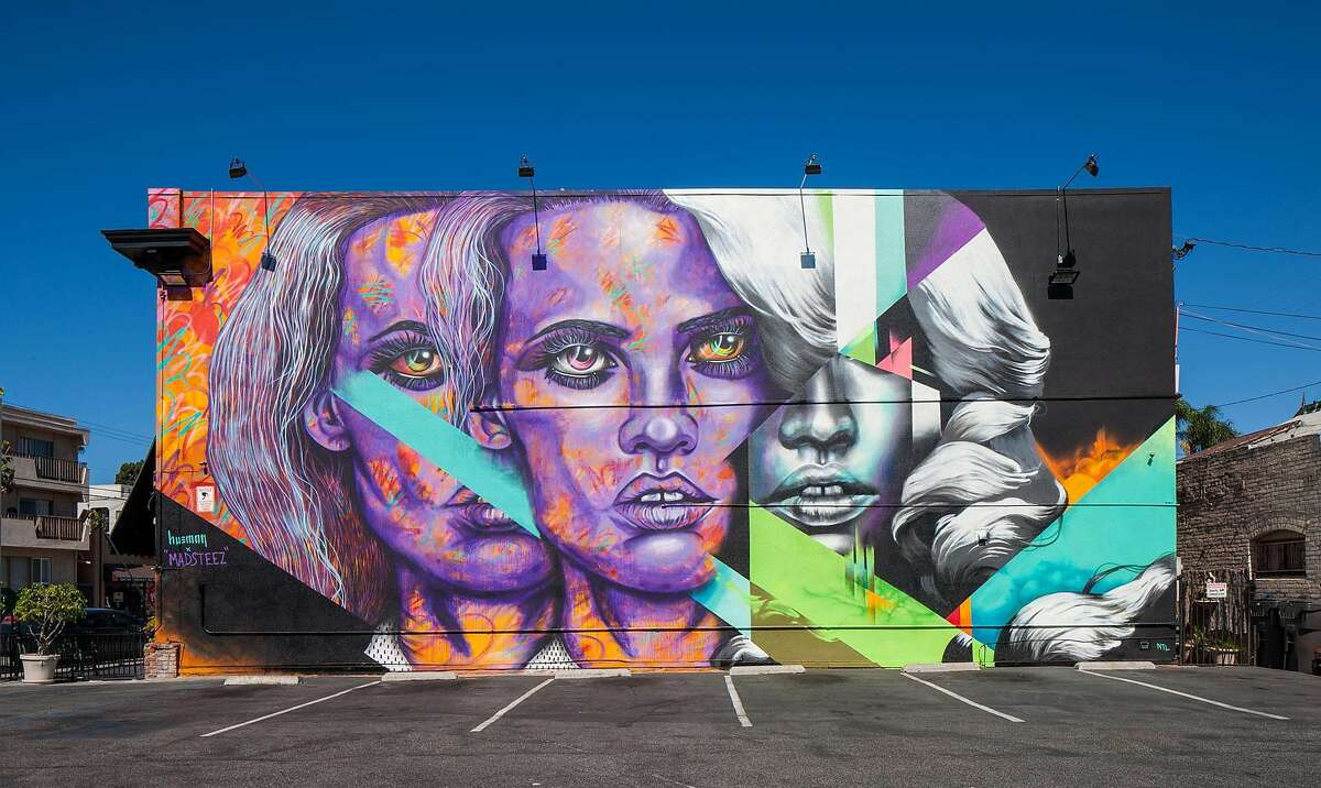Mural by Hueman and Mark Paul Deren (aka Madsteez) for POW! WOW! Long Beach 2015.