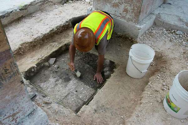 Archaeologists conducting investigative digs in Alamo Plaza in 2016 reported finding a child’s tooth in the area. It was reburied with a ceremony in Native American tradition. A Native American group now is locked in a dispute with the city and Texas General Land Office over a cemetery designation and a protocol for handling of any human remains found during construction of the massive, $450 million public-private Alamo expansion project.