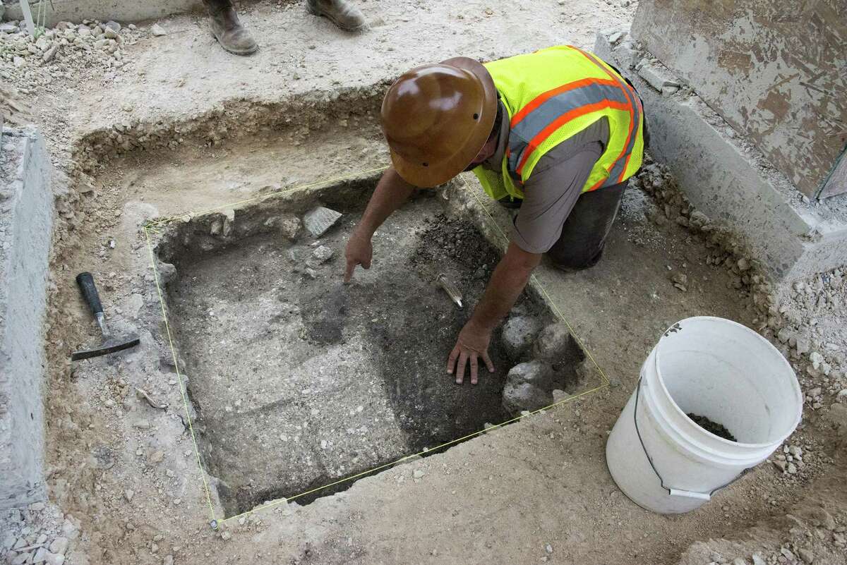 Archaeologists conducting investigative digs in Alamo Plaza on reported uncovering part of an adobe wall, a link to the Spanish colonial period, in the southwest corner of the plaza.