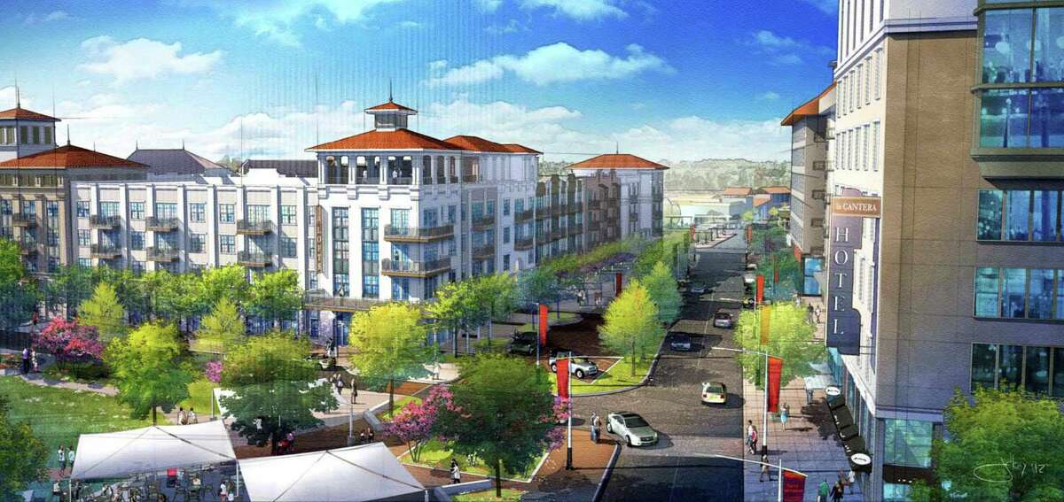A 2012 rendering shows The Residences at La Cantera, an apartment complex that broke ground that year. It is the only phase of Town Center at La Cantera that has been built.