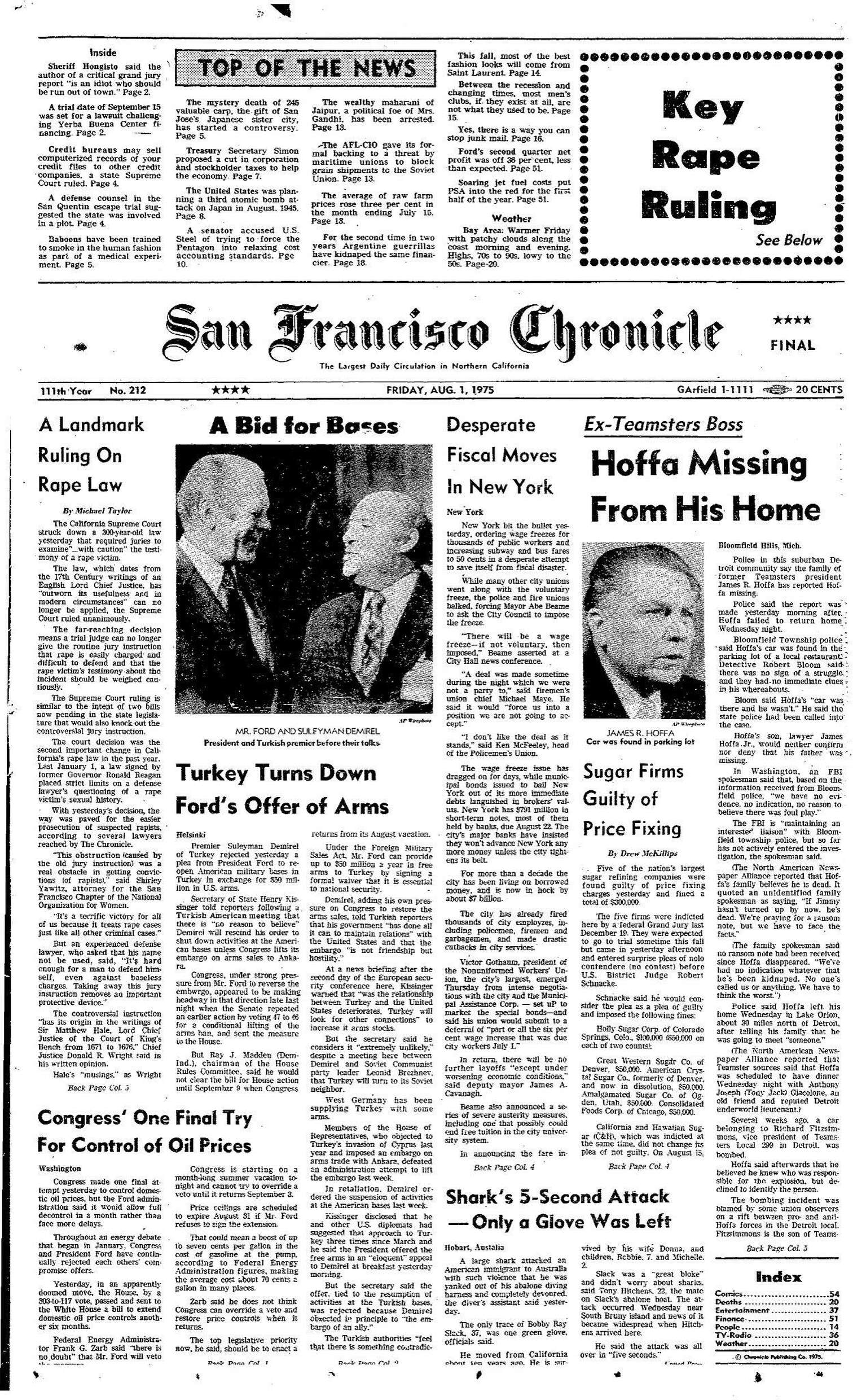Chronicle Covers: When Jimmy Hoffa vanished (poof)