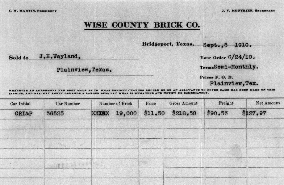 Century old invoice for Gates Hall brick now in museum collection