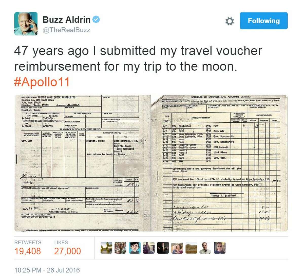 Buzz Aldrin Tweets Travel Voucher For Trip To Moon Claiming 33 31