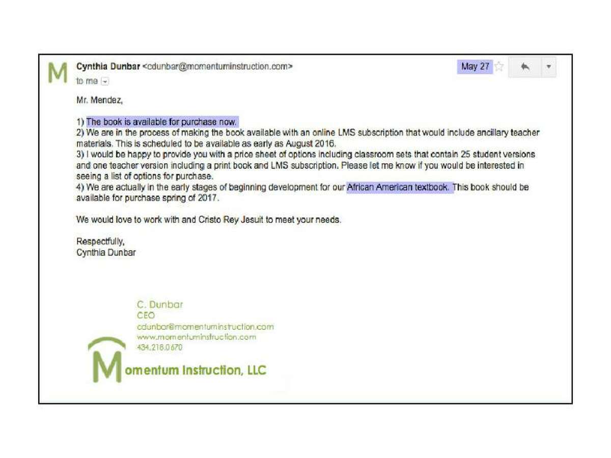 Momentum Instruction is planning a book on African American history, says its CEO in an email.