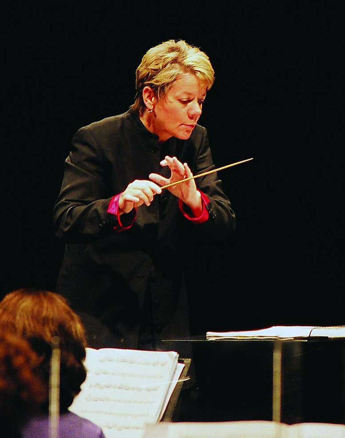 Maestro Marin Alsop conducting the Cabrillo Festival Orchestra during the 2005 season. Photo: r.r.jones Ran on: 08-16-2005 Marin Alsop conducts at the Cabrillo Festival of Contem- porary Music.