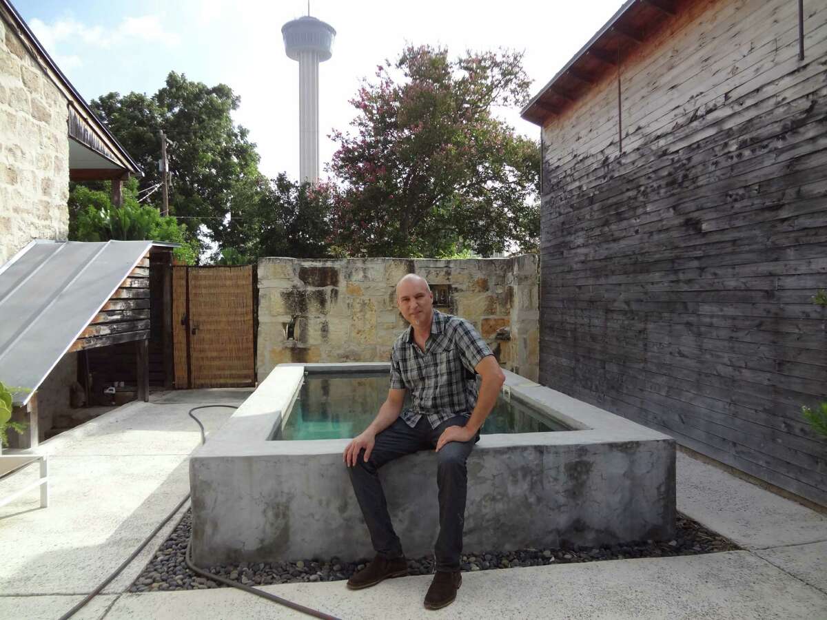 Architect Candid Rogers recently installed a small pool in the courtyard of his Lavaca neighorhood home.