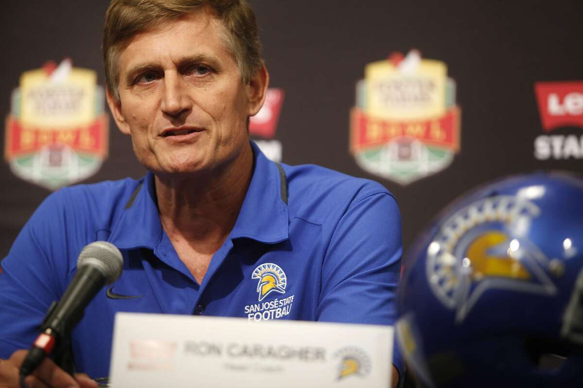 San Jose State's head coach Ron Caragher speaks during a press conference at the Bay Area Football Media Day on Thursday, July 28, 2016 at Levi Stadium in Santa Clara.
