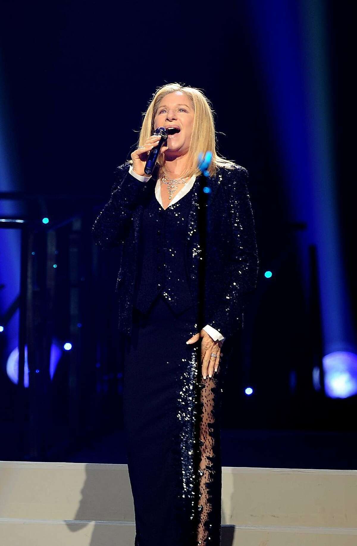 In this photo provided by the Las Vegas News Bureau, the incomparable Barbra Streisand preforms at the MGM Grand Garden Arena on the Las Vegas Strip. Friday, Nov. 2, 2012. (AP Photo/Las Vegas News Bureau, Glenn Pinkerton)
