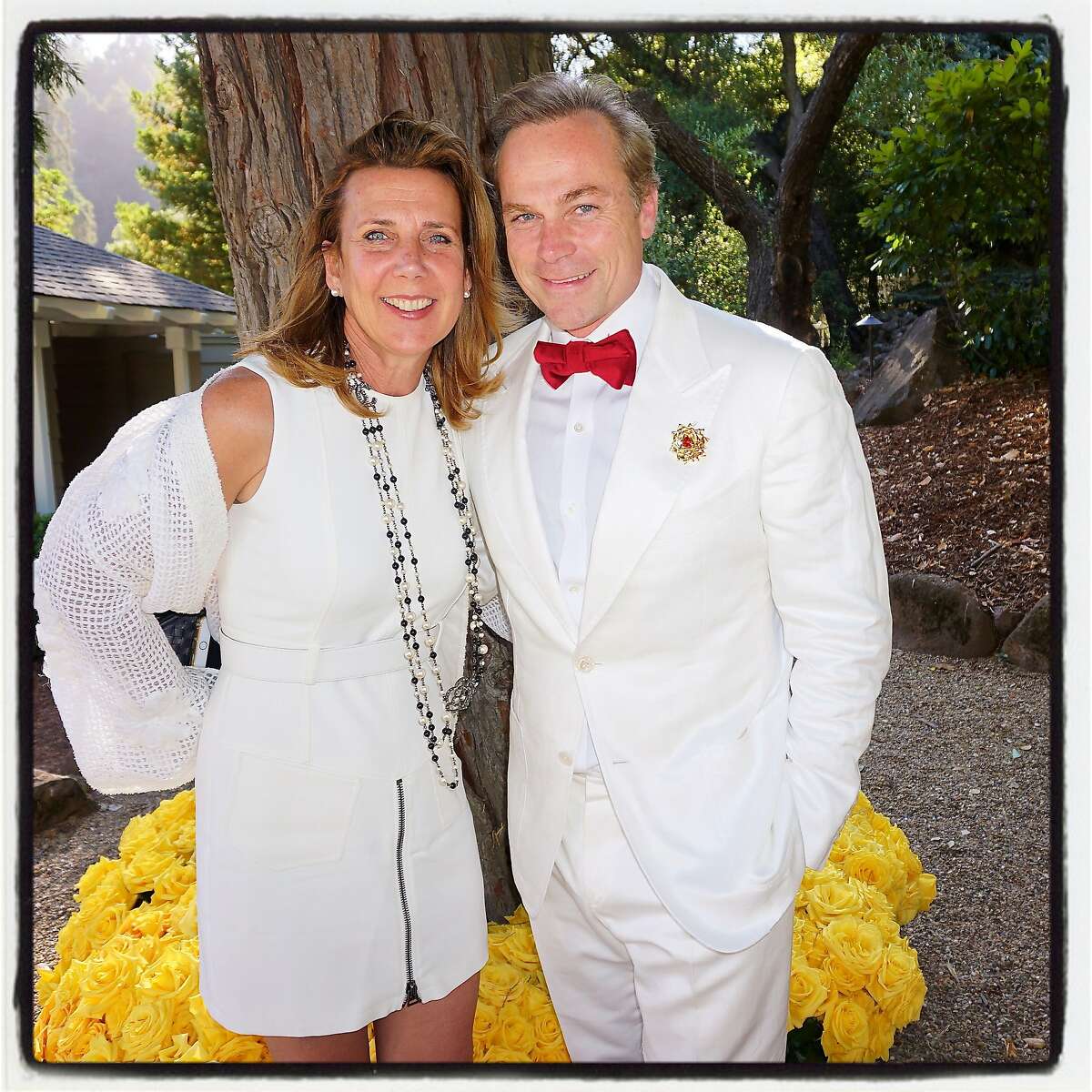 Vintners Gina Gallo and her husband, Jean-Charles Boisset, at Meadowood Resort. July 2016.
