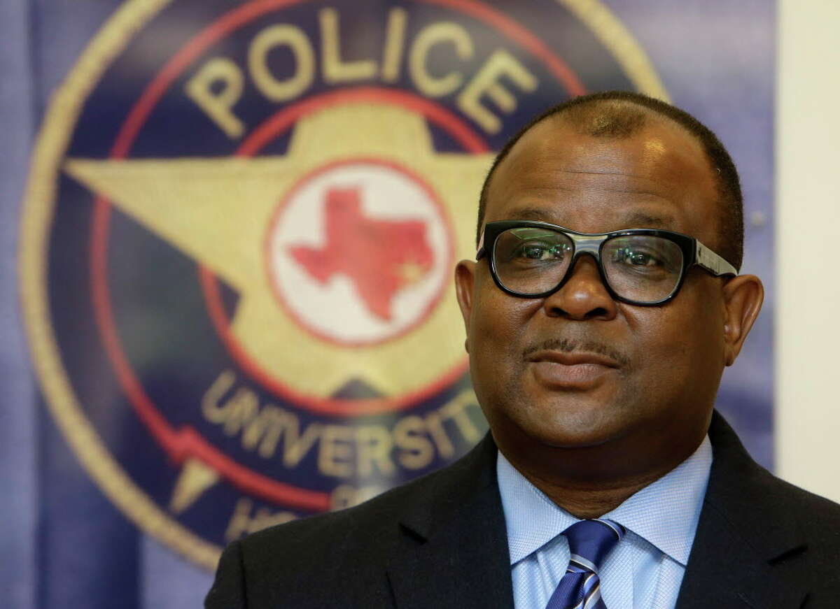 University of Houston Chief of Police Ceaser Moore, Jr. speaks to the media about the UH police department, Monday, Aug. 1, 2016, in Houston.