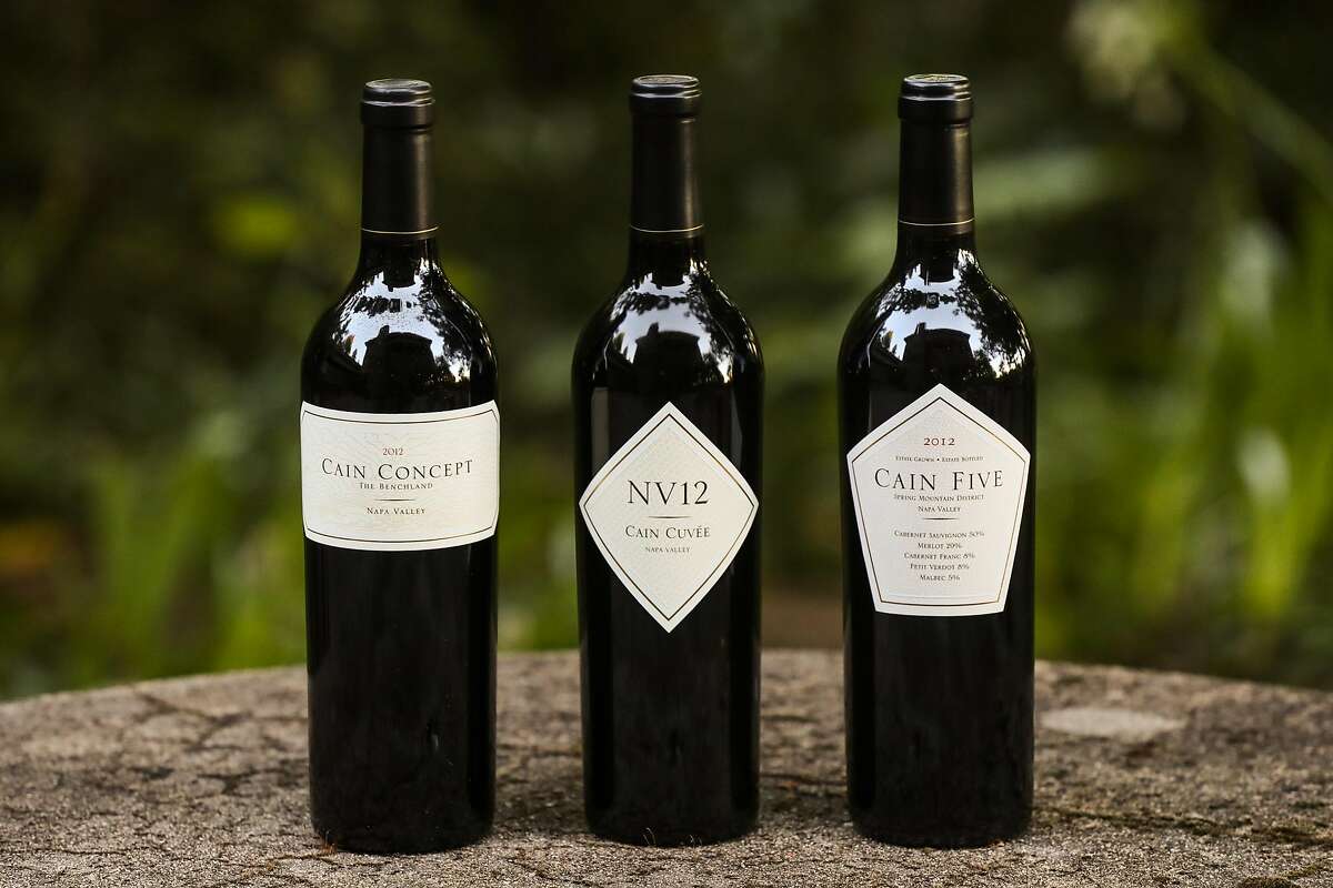 Bottles of Cain wine, seen in 2016. The winery burned in the Glass Fire earlier this week.