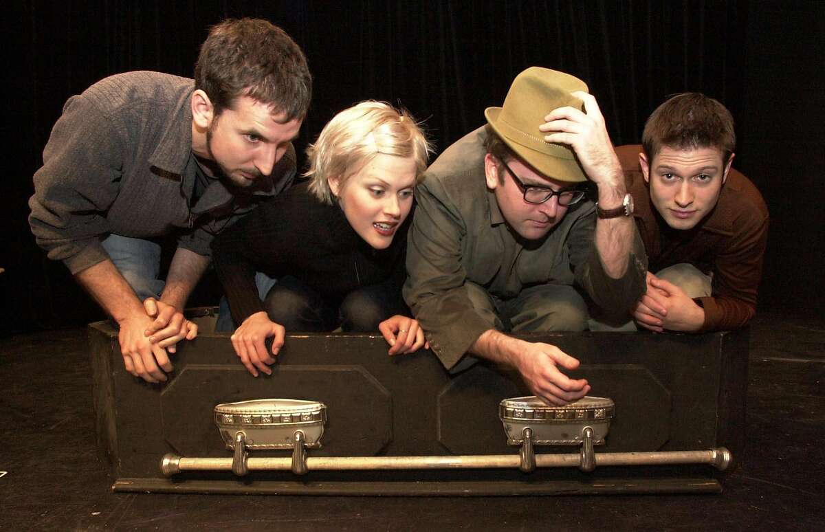 SKETCH03a-C-29DEC01-DD-RAD Photo by Katy Raddatz--The Chronicle Local comedy groups get together for a 3 week festival at the Shelton Theater 533 Sutter St. SF. SHOWN: group in coffin are the Totally False People L to R Gabriel Diani, Janet Varney, David Owen, Cole Stratton.