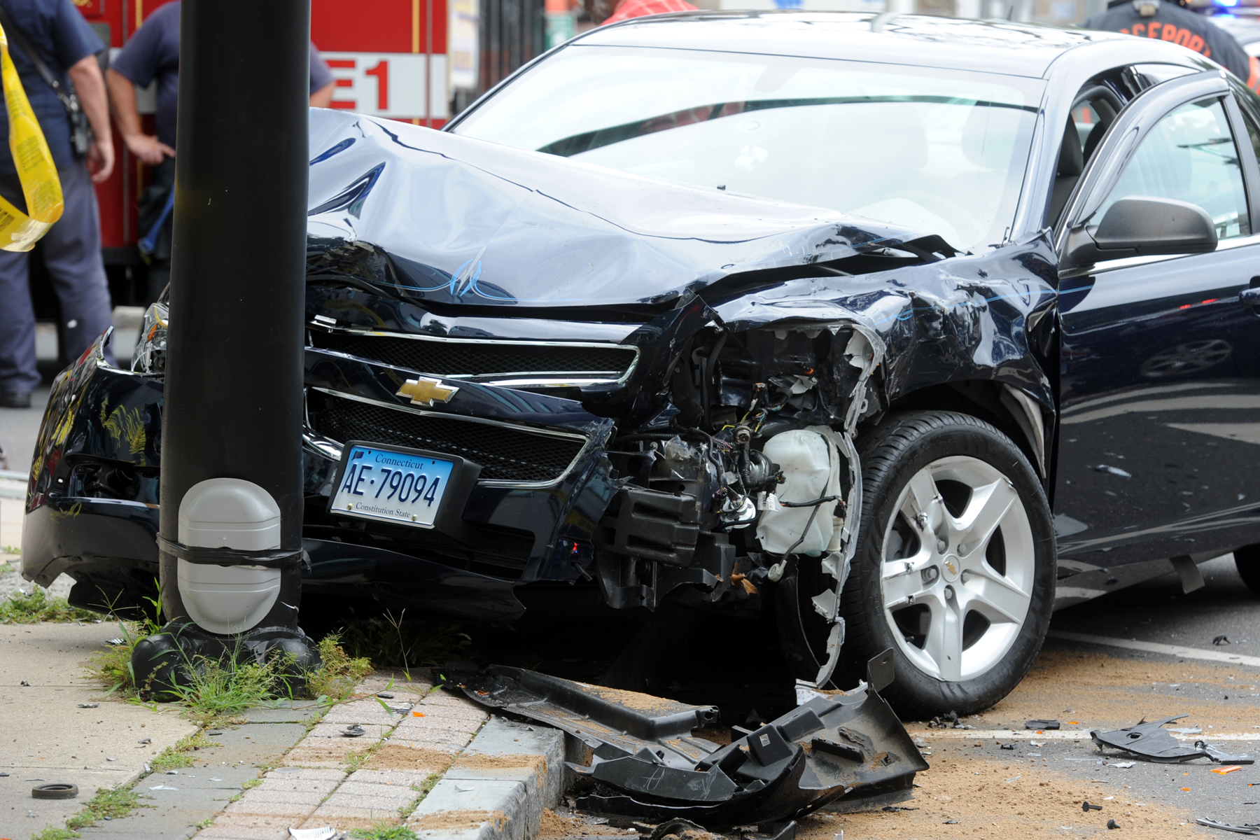 Three injured in downtown Bridgeport crash