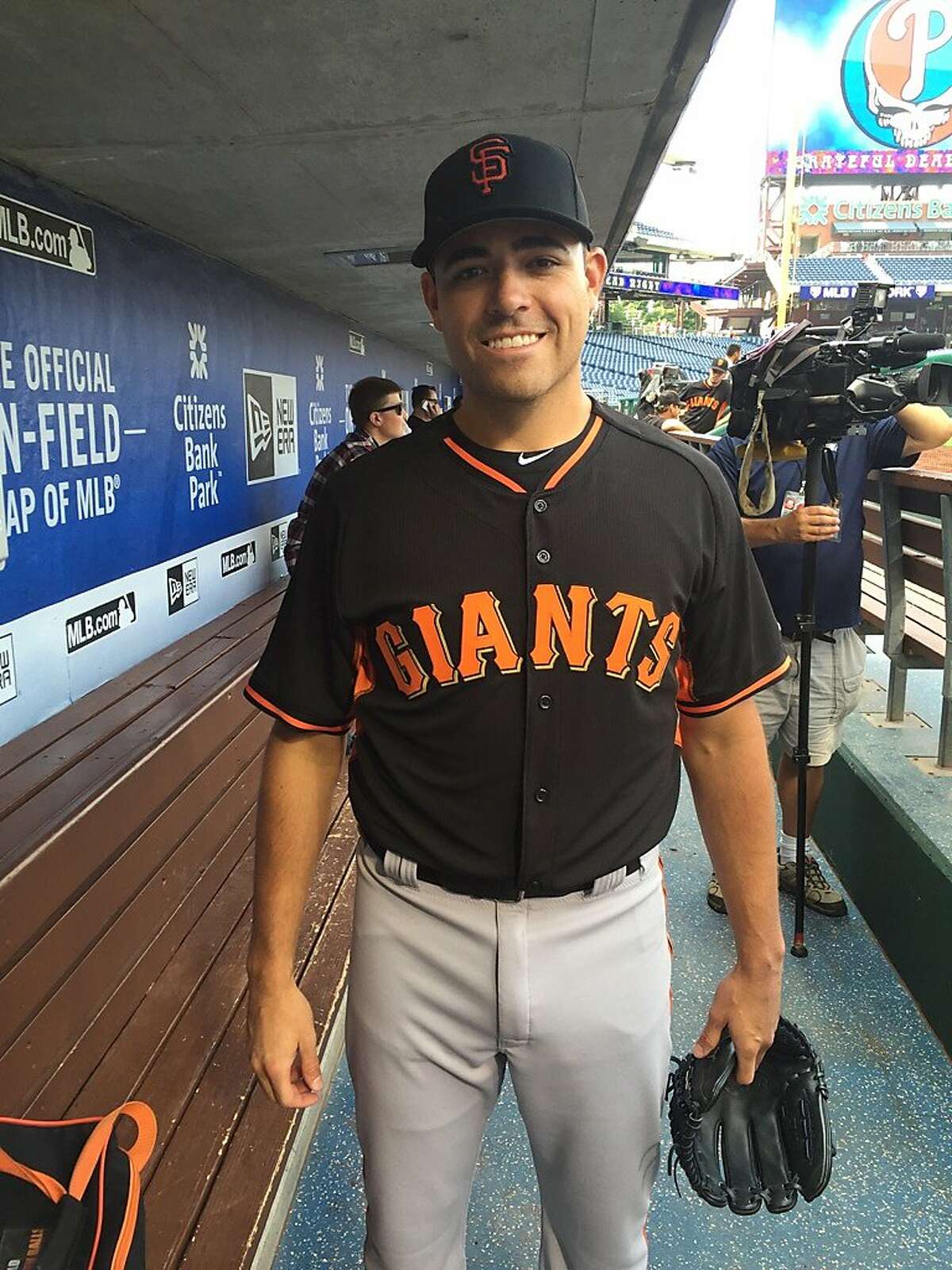 Starting pitcher Matt Moore, acquired by the Giants from Tampa Bay on Monday in exchange for third baseman Matt Duffy and prospects, joined his new team on the road Tuesday in Philadelphia.