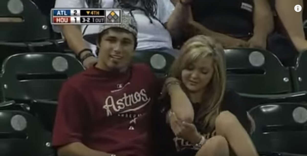 Bad boyfriend At an Astros game in 2010, a fan was caught on camera getting out of the way of a foul ball as it hit his girlfriend on the arm. The couple later took advantage of their 15 minutes of fame by appearing on Comedy Central's Tosh.0 to talk about the incident. For the record, the boyfriend claims he lost the ball in the lights.