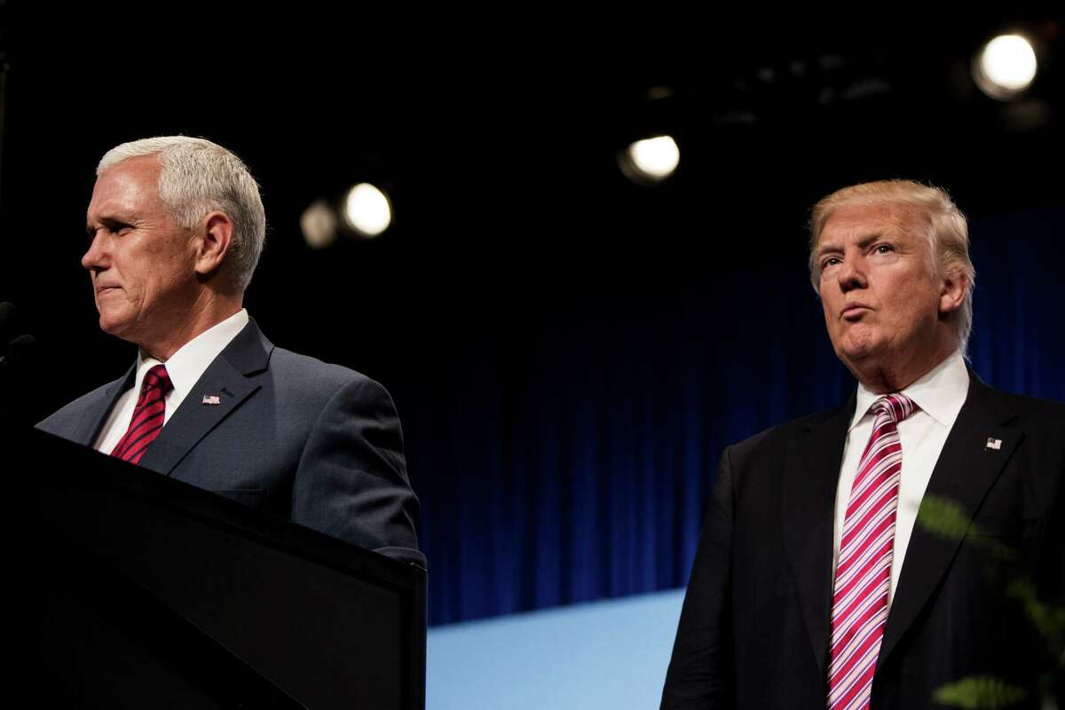 Donald Trump appears with his running-mate, Mike Pence, at a campaign event last month in Charlotte, N.C. Pence has openly split with Trump by endorsing Speaker Paul Ryan's re-election.