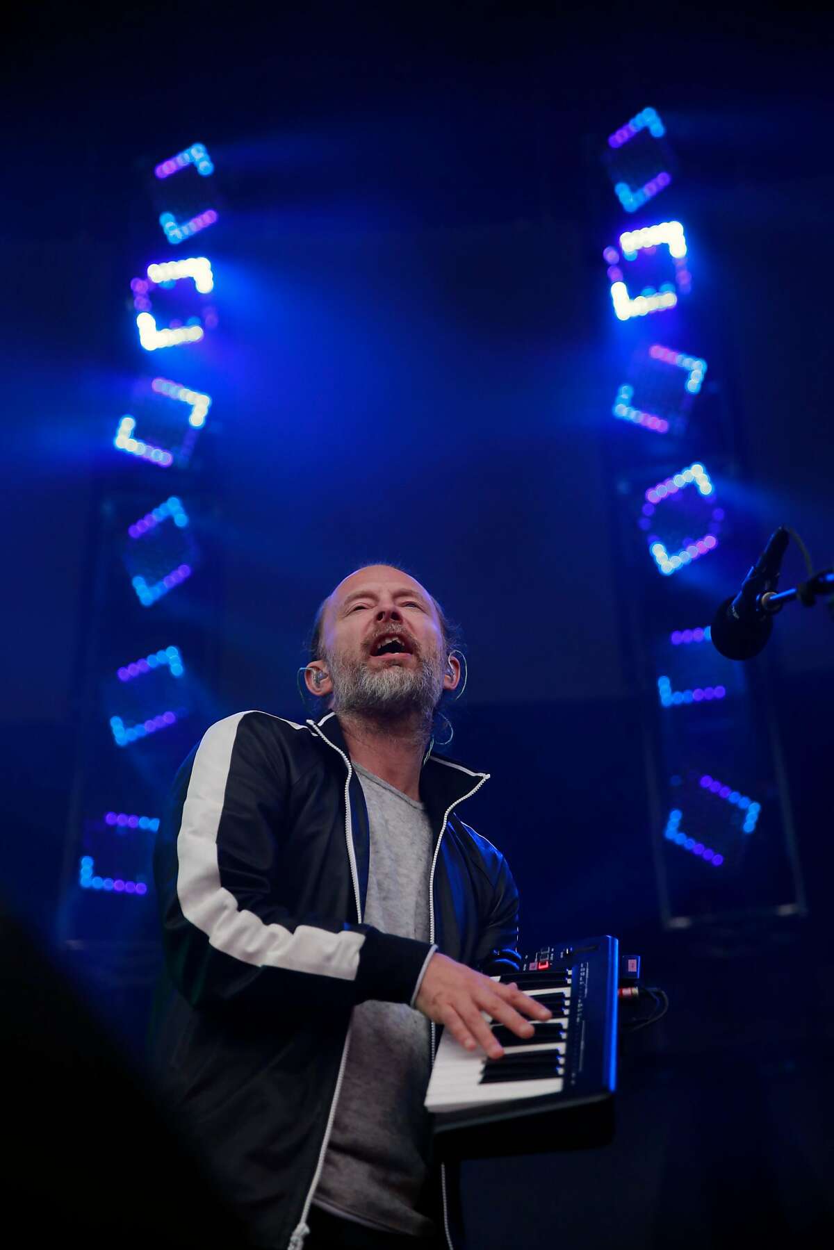 Thom Yorke of Radiohead as they play the Lands End stage during day two of the Outside Lands Music Festival in Golden Gate Park in San Francisco, California, on Sat. Aug. 6, 2016.