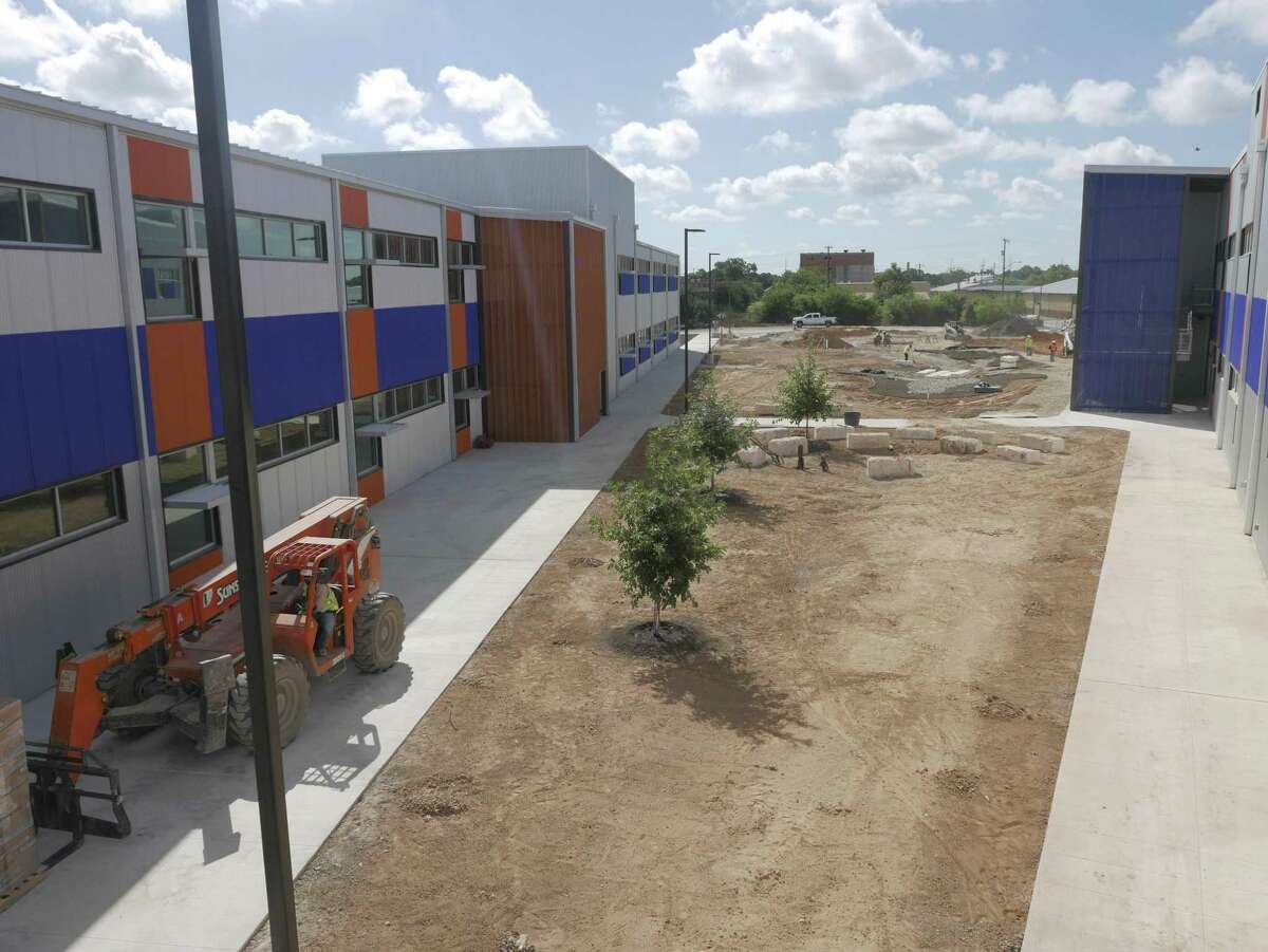 Grass will soon be put into a courtyard at KIPP Cevallos, a charter school shown under construction in this 2016 file photo.