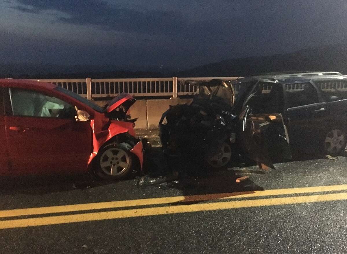 A crash on the Rip Van Winkle Bridge Aug. 7 injured three. (Photo: State Police).