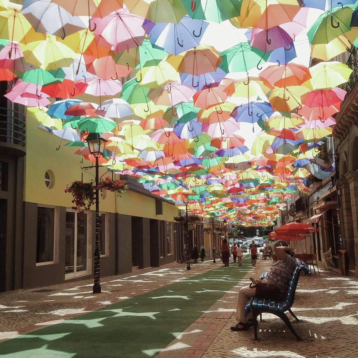 Art installations with umbrellas around the world