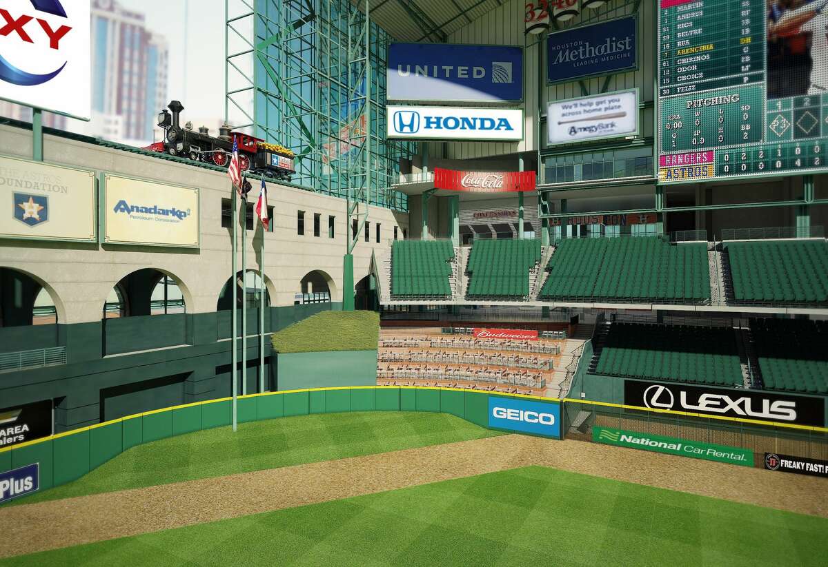 What center field at Minute Maid Park currently looks like with Tal's Hill.