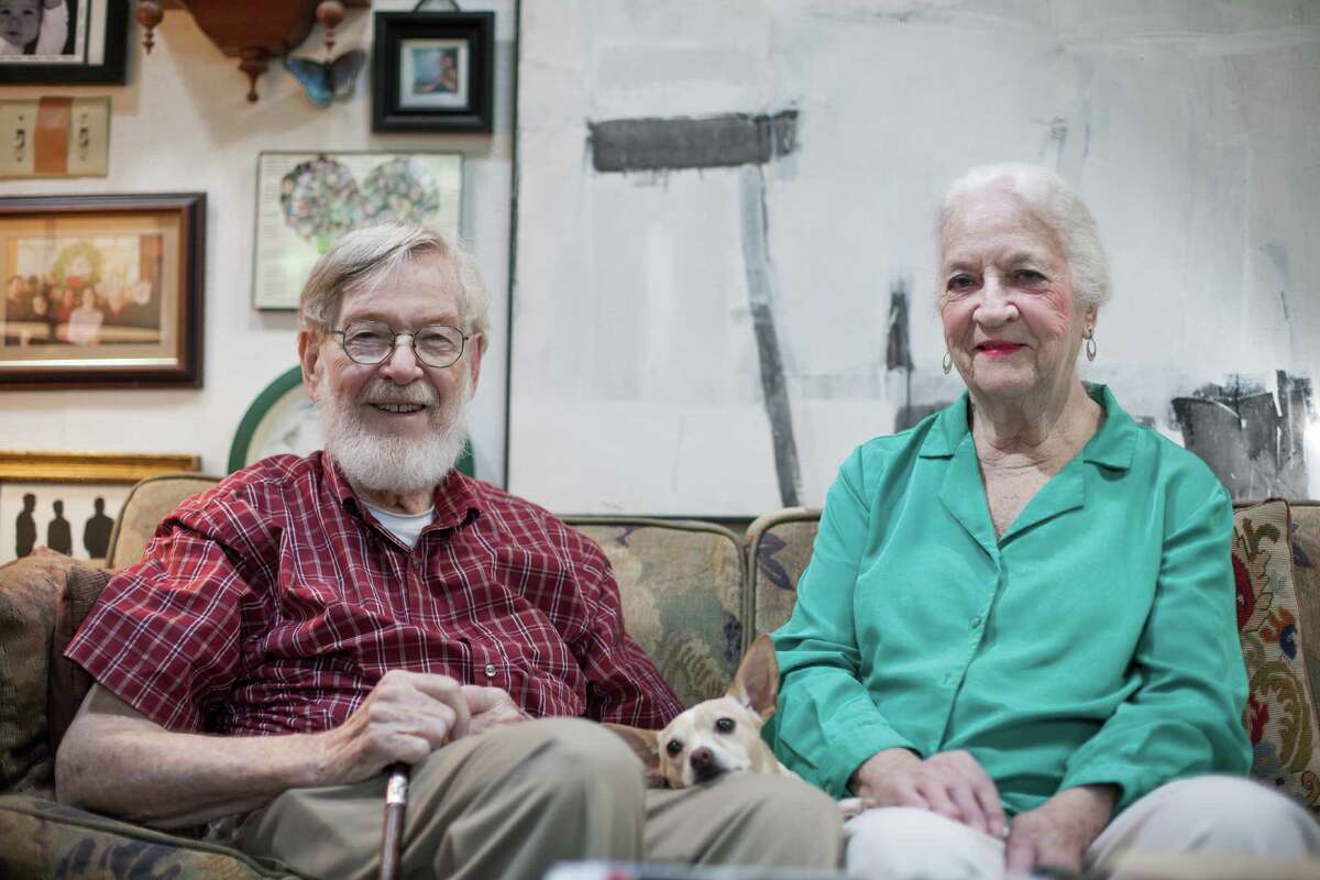 Henri Gadbois and Leila McConnell pose for a portrait in their home Thursday July 21, 2016. The two painters reside in Houston and will have work featured in an upcoming art show. (Michael Starghill, Jr.)Henri Gadbois and Leila McConnell pose for a portrait in their home Thursday July 21, 2016. The two painters reside in Houston and will have work featured in an upcoming art show. (Michael Starghill, Jr.)