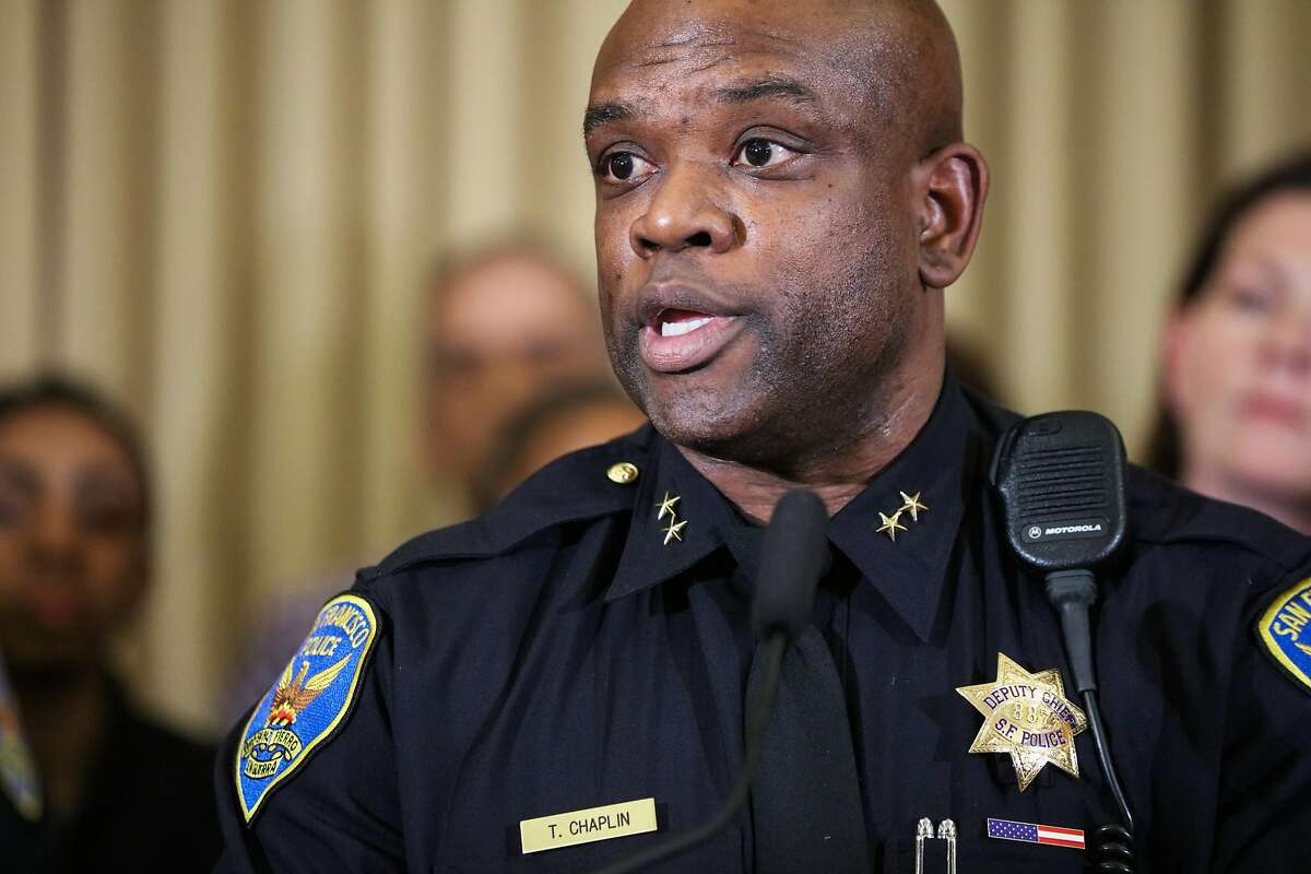 Commander Toney Chaplin discusses police reform during a press conference, at City Hall, in San Francisco, California on Monday, February 22, 2016.