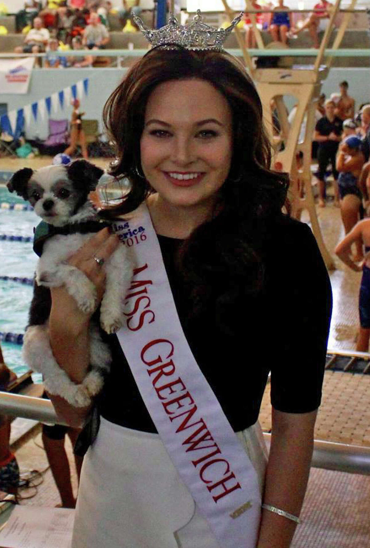 Pippa Leigh, Miss Greenwich 2016, performed the National Anthem for the Nutmeg State Games swimming events at Jack Suydam Natatorium in Kaiser Hall at Central Connecticut State University on Aug. 7. Leigh was the 2015 State Games of America Ladies Figure Skating Champion, putting Connecticut on the podium in Omaha last summer. The State Games of America are "America's Olympics." All sports and all states compete for gold every 2 years.