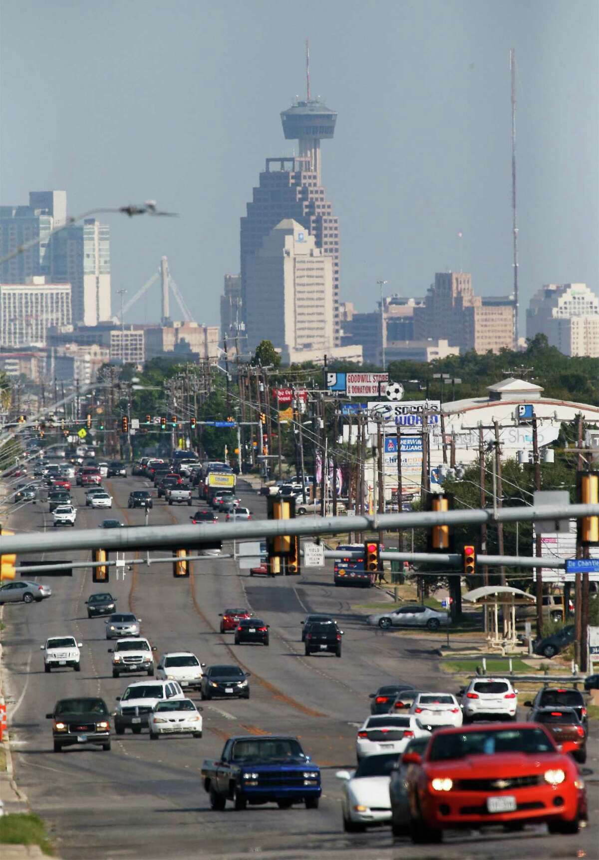 A view of downtown San Antonio from Fredericksburg Road on Aug. 12, 2016. Ground-level ozone in San Antonio cause an estimated 52 preventable deaths per year, according to a new public health study by New York University and the American Thoracic Society.