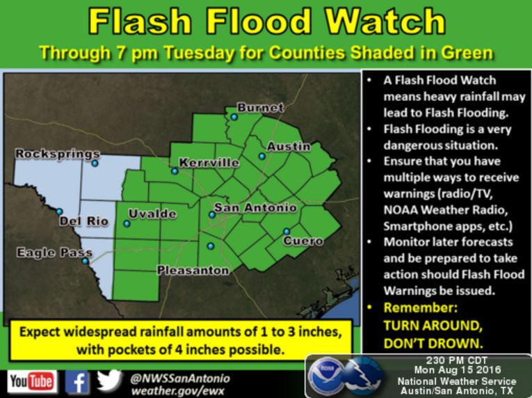 Flash flood watch extended to Tuesday night for San Antonio area ...