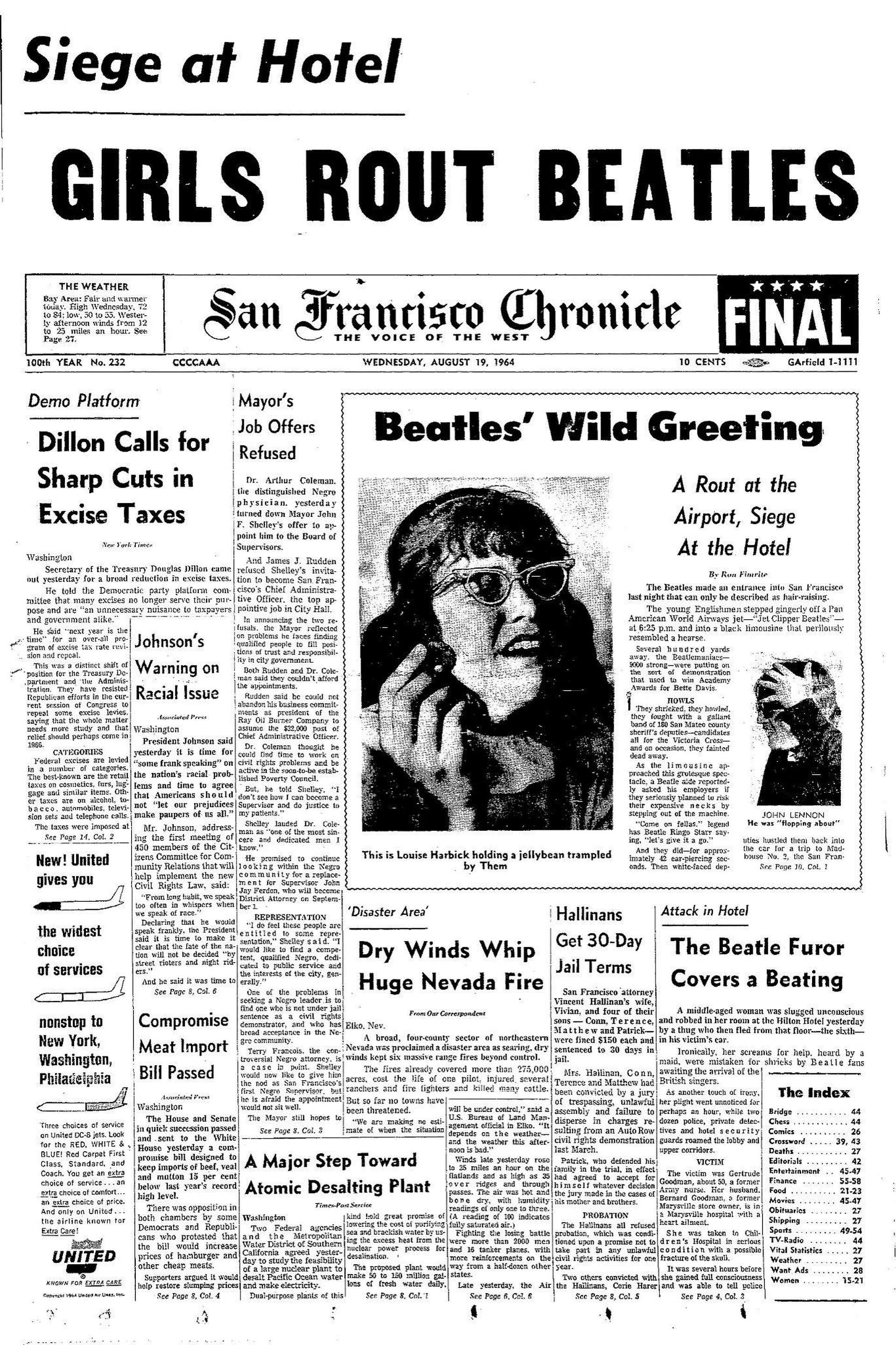 Chronicle Covers: Beatlemania overtakes the front page