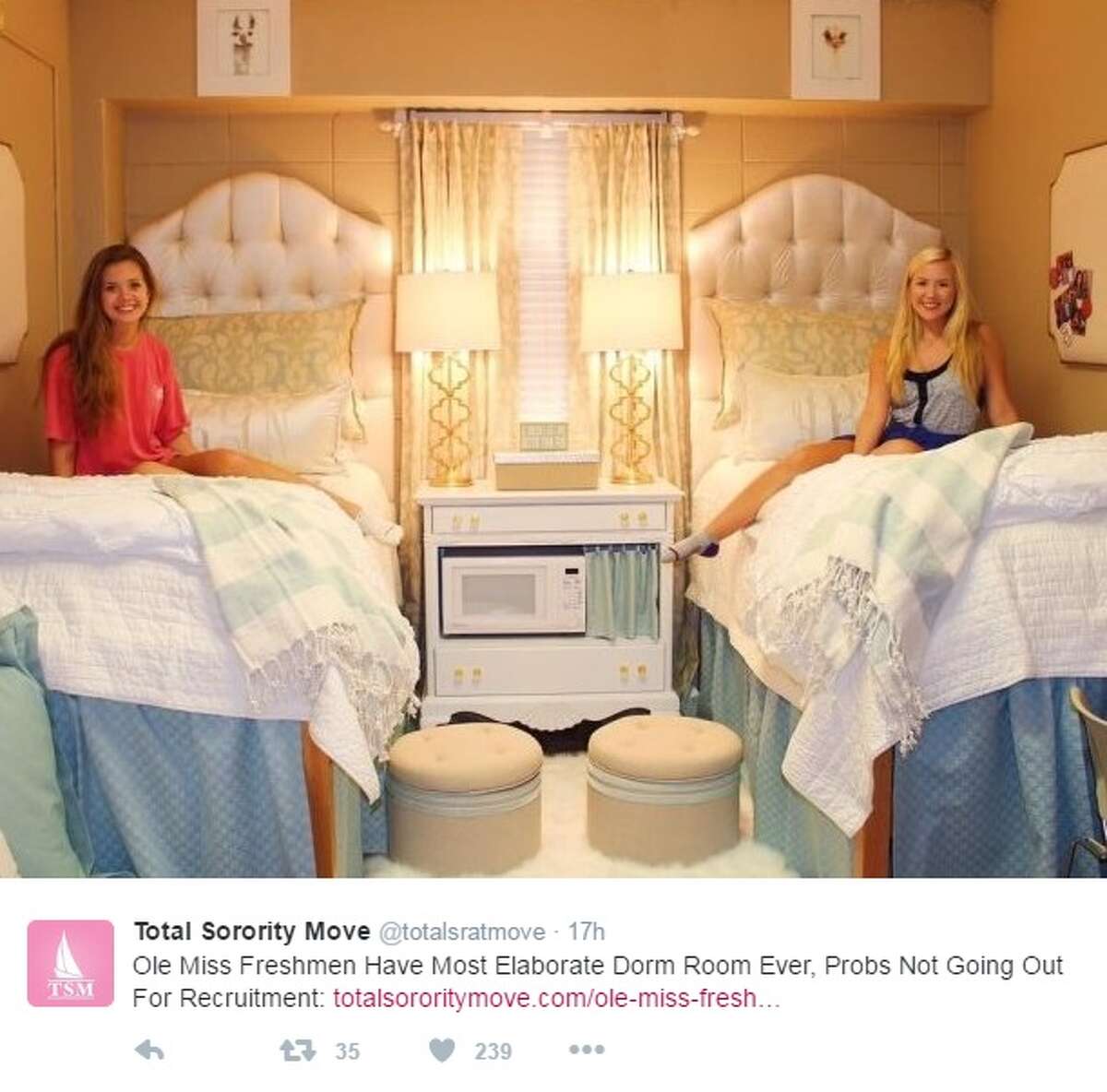 Lindy Goodson, one of the roommates living in the lavish Ole Miss dorm, has made her Twitter account private at the peak of social media fame. But, multiple media outlets and accounts have shared photos of the room.